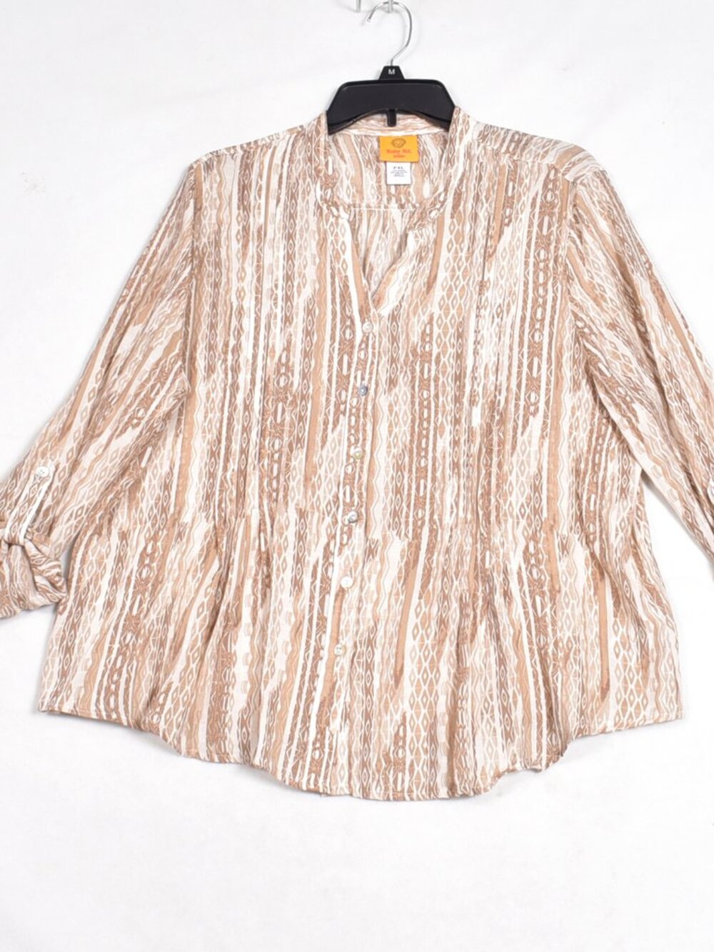 Ruby Rd. Women's Petite Blouse Long Sleeve Roll Tab Button Up Size XLP